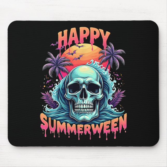 Happy Summerween Skeleton Summer Watermelon Jack-o Mouse Pad (Front)