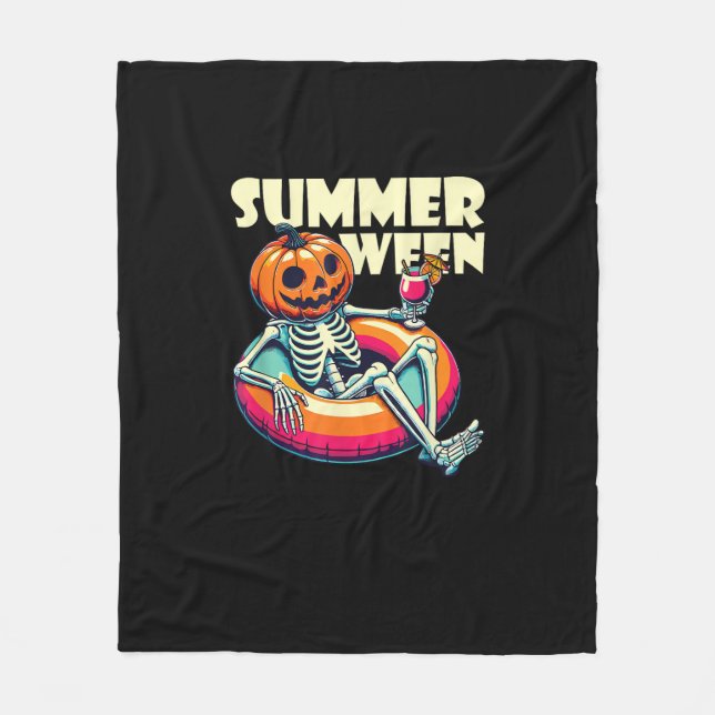 Happy Summerween Summer Halloween Chill Fleece Blanket (Front)