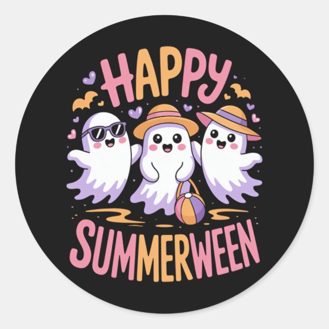 Happy Summerween Summer Halloween Classic Round Sticker (Front)