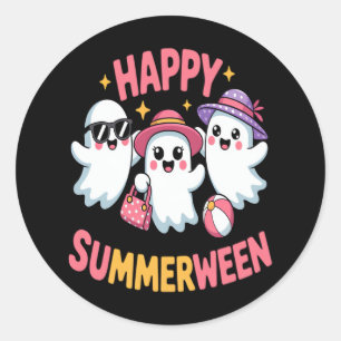 Happy Summerween Summer Halloween Funny Classic Round Sticker