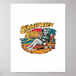 Happy Summerween Summer Halloween Holiday Beach Vi Poster