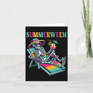 Happy Summerween Summer Halloween Skeleton Card
