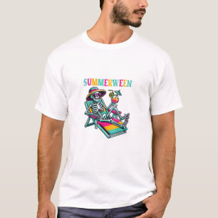 Happy Summerween Summer Halloween Skeleton T-Shirt