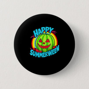 Happy Summerween Summer Watermelon Jack-O-Lantern 6 Cm Round Badge