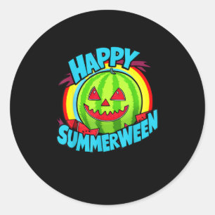 Happy Summerween Summer Watermelon Jack-O-Lantern  Classic Round Sticker