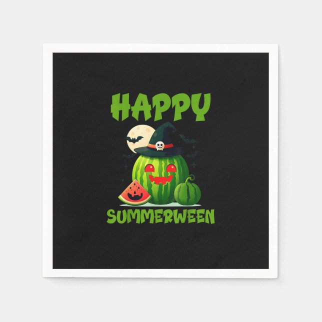 Happy Summerween Summer Watermelon Jack-O-Lantern  Napkin (Front)