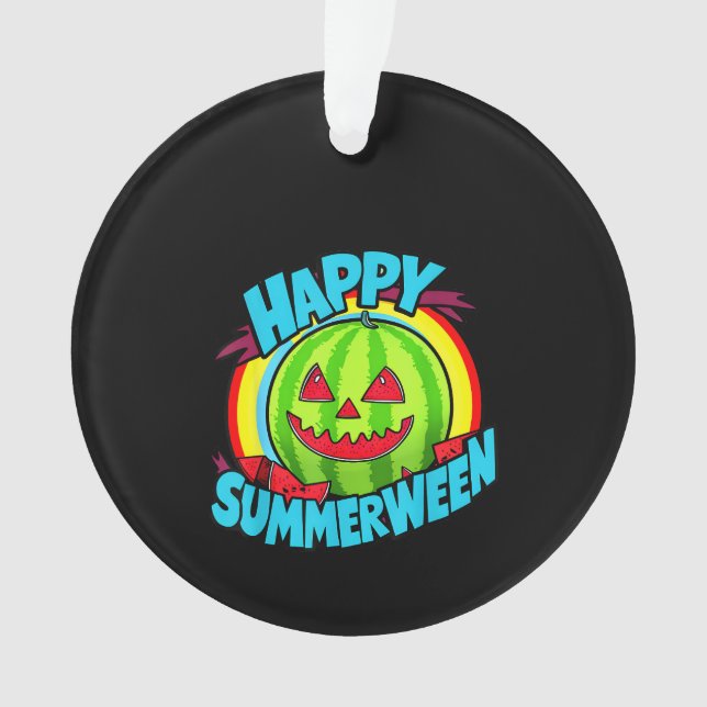 Happy Summerween Summer Watermelon Jack-O-Lantern  Ornament (Front)