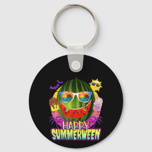 Happy Summerween Watermelon Jack O Lantern Summer Key Ring