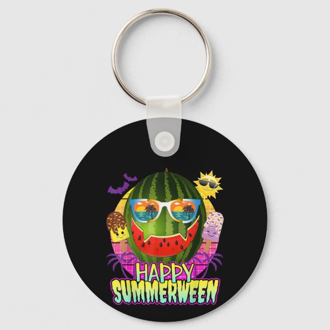 Happy Summerween Watermelon Jack O Lantern Summer  Key Ring (Front)