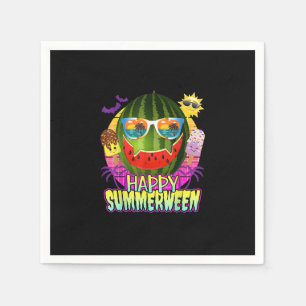 Happy Summerween Watermelon Jack O Lantern Summer Napkin