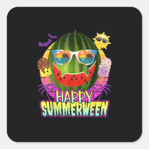 Happy Summerween Watermelon Jack O Lantern Summer  Square Sticker