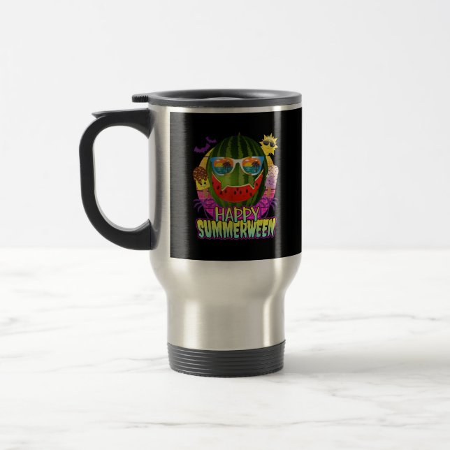 Happy Summerween Watermelon Jack O Lantern Summer  Travel Mug (Left)