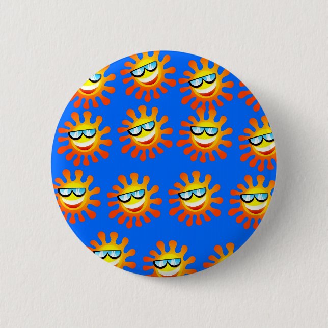 Happy Sun 6 Cm Round Badge (Front)