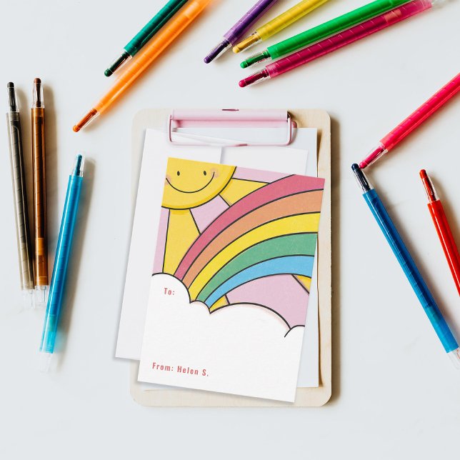 Happy Sun and Rainbow Cute Classroom Valentine Invitation (Creator Uploaded)