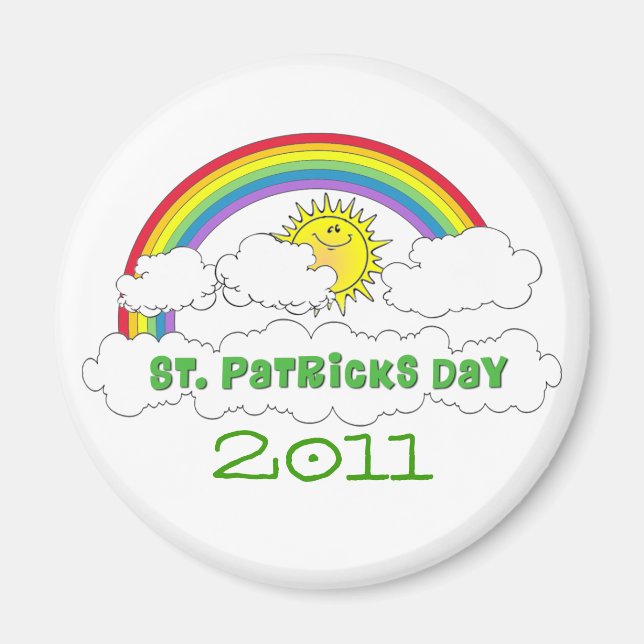 Happy Sun and Rainbow Saint Patricks Day Magnet (Front)
