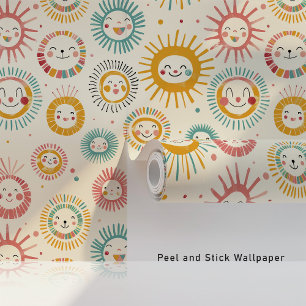 Happy Sun Blockprint Peel & Stick Wallpaper