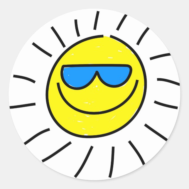 Happy Sun Classic Round Sticker (Front)