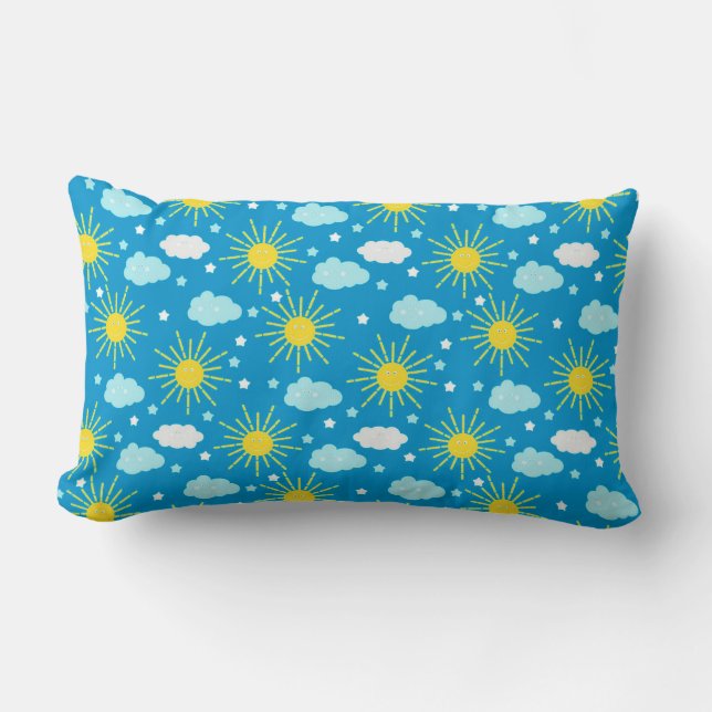 Happy Sun, Clouds, and Stars Lumbar Cushion (Front)