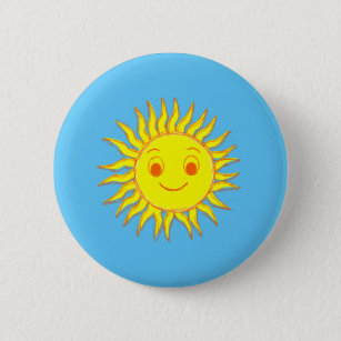 Happy Sun Face Drawing 6 Cm Round Badge
