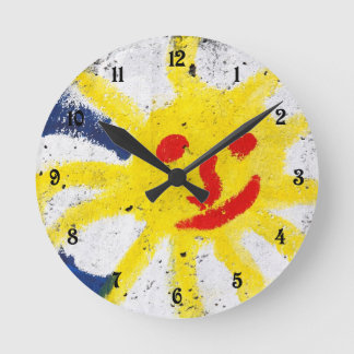 Happy Sun face smiling Round Clock