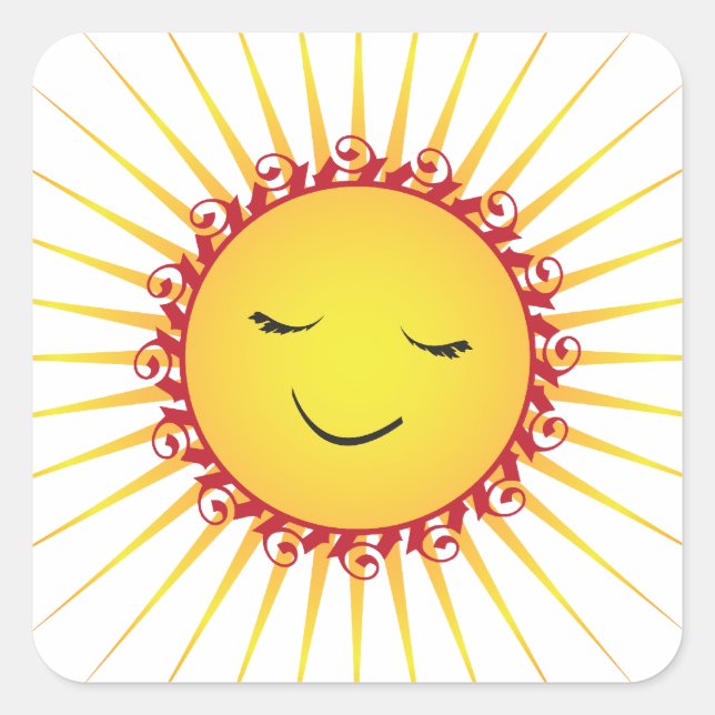 Happy Sun -fun- Square Sticker (Front)