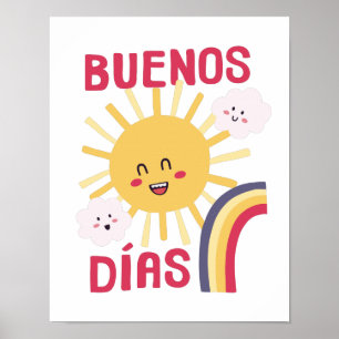 Happy Sun Nursery Art in Spanish Poster