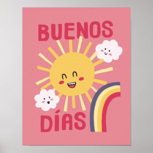 Happy Sun Nursery Art in Spanish Poster