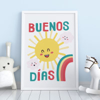Happy Sun Nursery Art in Spanish Poster