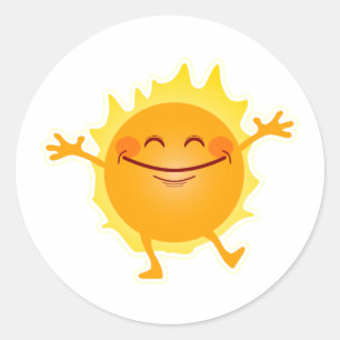 Happy Sun, Sunshine, Summer Solstice Classic Round Sticker