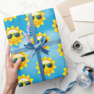 Happy Sun With Sunglasses Wrapping Paper