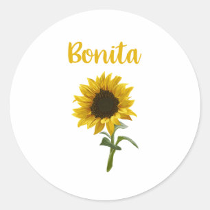 Happy Sunflower - Bonita Name Classic Round Sticker