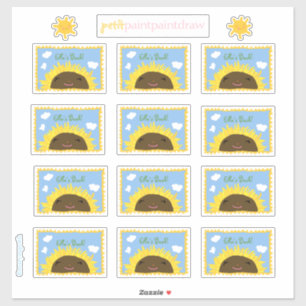 Happy Sunflower Bookplate Custom-Cut Vinyl Sticker