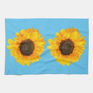 Happy sunflower   tea towel
