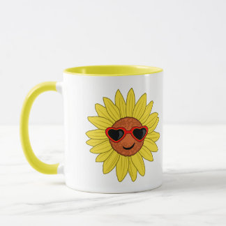Happy Sunglass Sunflower Mug