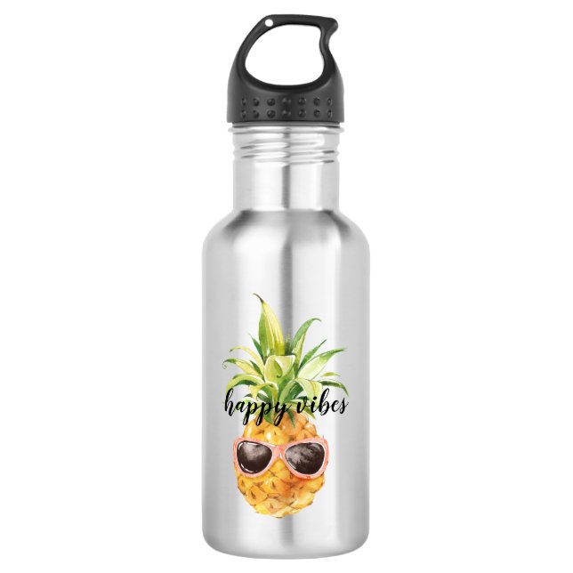 Happy Sunglasses Pineapple 532 Ml Water Bottle (Front)