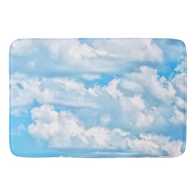 Happy Sunny Clouds All Over Print Background Bath Mat (Front)