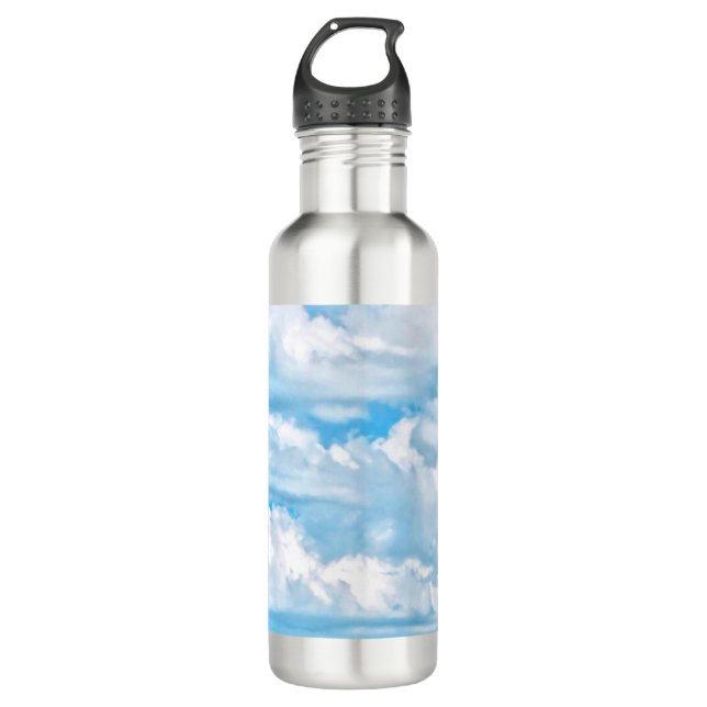 Happy Sunny Clouds Background Scenery 710 Ml Water Bottle (Front)
