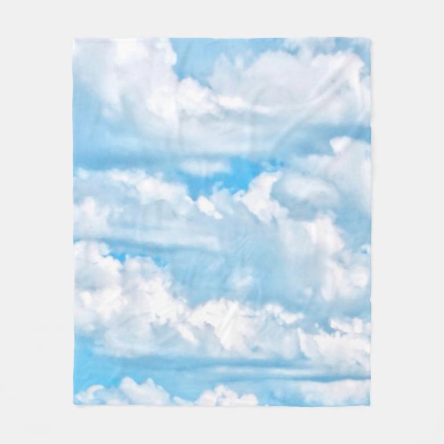 Happy Sunny Clouds Blue Background Fleece Blanket (Front)