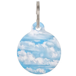 Happy Sunny Clouds Blue Background Pet Tag