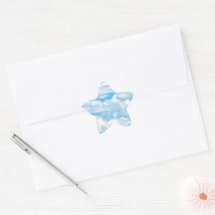 Happy Sunny Clouds Blue Background Star Sticker