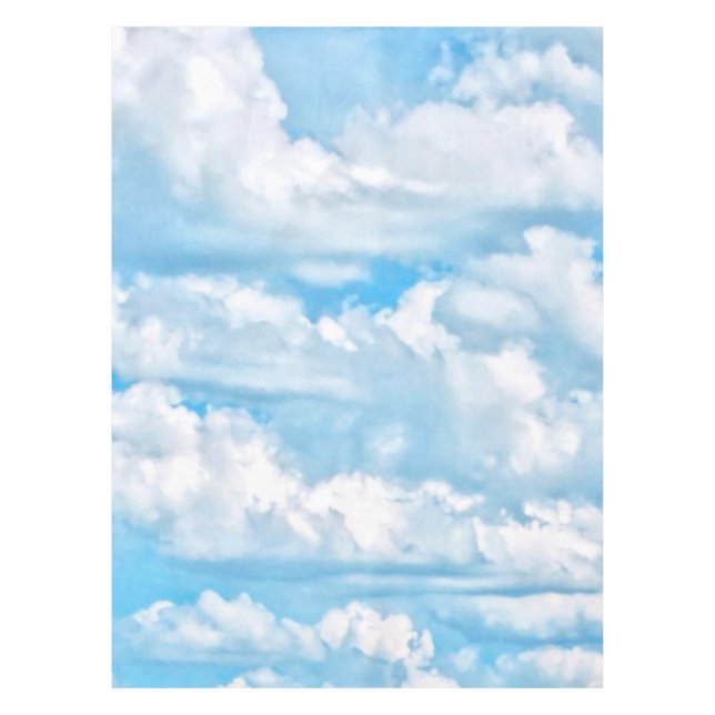 Happy Sunny Clouds Blue Background Tablecloth (Front)