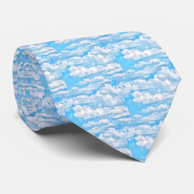 Happy Sunny Clouds Light Blue Sky Background Tie (Rolled)