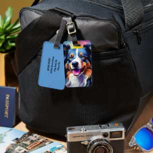 Happy Sunny Puppy Watercolor Luggage Tag