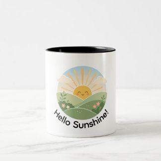 Happy Sunrise Over Blooming Hills Two-Tone Coffee Mug
