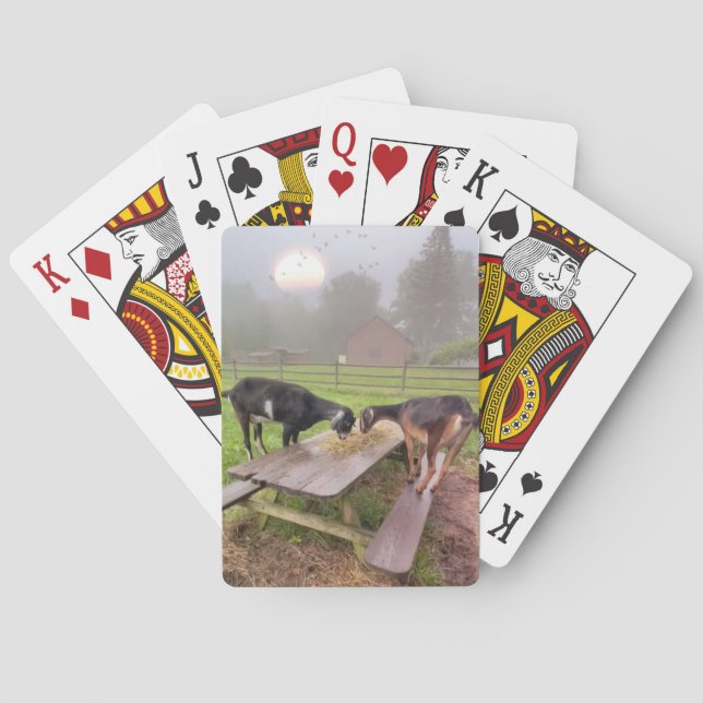 Happy Sunset Goats Playing Cards (Back)
