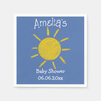 Happy Sunshine Blue Baby Shower Napkin