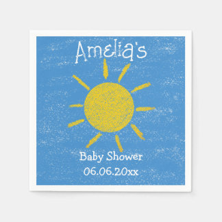 Happy Sunshine Blue Baby Shower Napkin