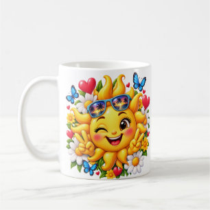 Happy Sunshine Floral Rainbow Coffee Mug