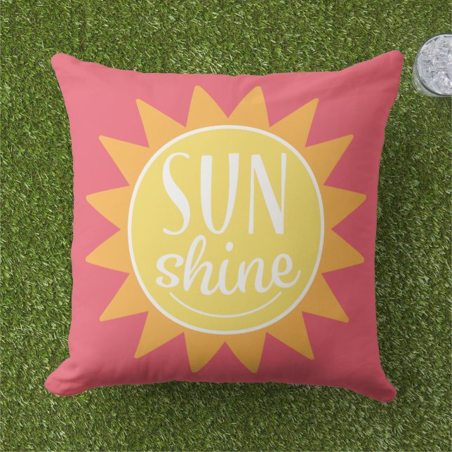 Happy Sunshine Pink and Yellow Cushion (Grass)