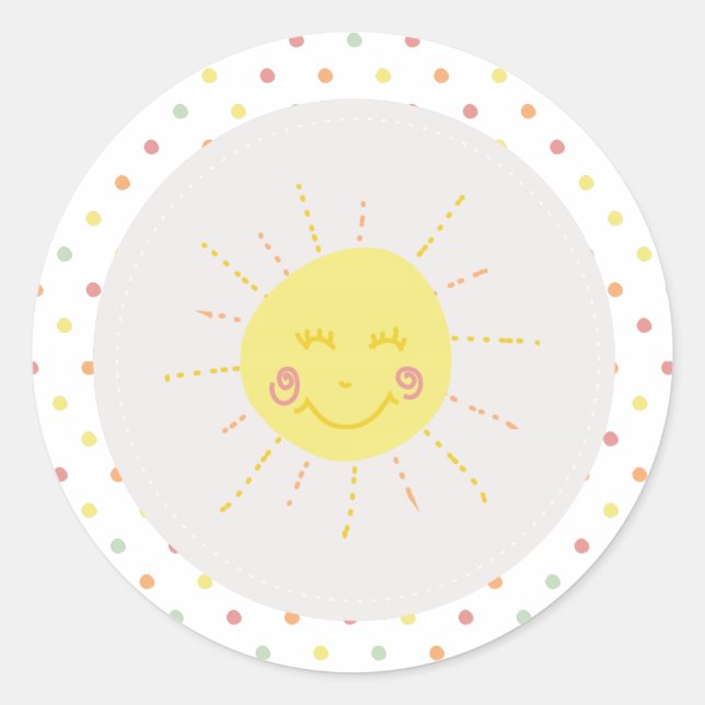 Happy Sunshine polkadot Party Paper Plate Classic Round Sticker (Front)